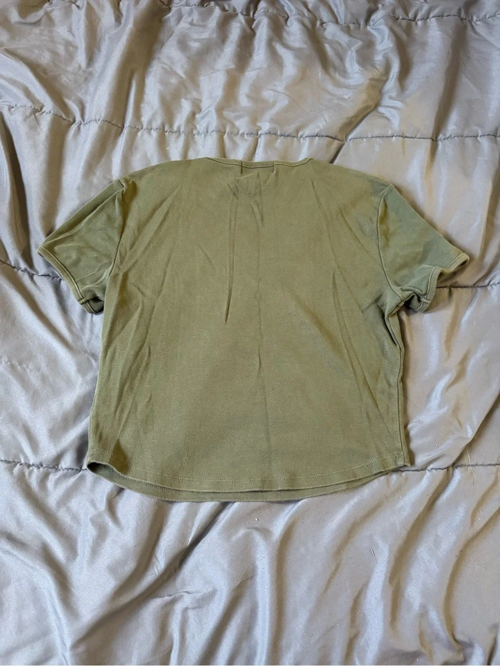Ralph Lauren Olive Cropped Tee with Red Embroidery